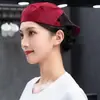 Gorro de chef de hotel, gorra de trabajo para camarero, sombrero unisex para tiendas de pasteles y té de leche, boina para cocina y catering con logotipo impreso