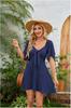2025 Comércio Exterior Europeu e Americano Transfronteiriço Roupa Feminina Amazon Explosões Decote em V Laço Amarrado Manga Curta Mini vestido