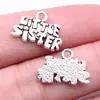 19x 13mm 1.32g plata antigua hechos a mano accesorios de joyería colgante Hermana Pequeña