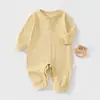Body para Bebê Classe A Macacão Sem Costura Roupas de Engatinhar Body de Manga Longa com Abertura nos Ombros para Bebê Macacão Listrado de Primavera e Outono para Criança Pequena