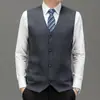 Suéter cárdigan de un solo botón para hombre Otoño/Invierno Chaleco de punto de color liso para hombre Chaleco de lana grueso sin mangas para hombre