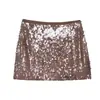 2025 Nuevo Estilo de Verano Estilo Europeo y Americano de Moda y Sexy Ajustado al Cuerpo que Resalta las Caderas Mini Falda Falda Media Falda Mini con Lentejuelas 3920/104
