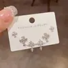 Moda Retro Francesa Conjunto de Brincos de Três Peças com Cruz Totalmente Cravejada Exquisito Leve Luxo Design Versátil Brincos Super Brilhantes para Mulheres