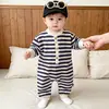 Body Suave para Bebé Amigable con la Piel 2026 Ropa de Otoño Versátil Bloque de Color Rayas Manga Larga Pelele Ropa para Gatear Bebé Nueva de Moda