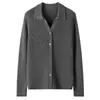 Suéter de Cashmere Feminino 100% Cashmere Puro Outono e Inverno Novo Gola Polo Cardigan Manga Longa Jaqueta Quente Top com Fechamento