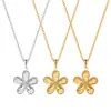 Collar de Flor de Ciruelo Chapado en Oro de 18 Quilates Tallado en CNC para el Sr.. Cadena para Clavícula Simple Versátil de Moda Tendencia de Zhou al por Mayor