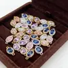 Color Duradero Oro de 18 Quilates Circonita Oval Doble Colgante Joyería Hecho a Mano DIY Pulsera Collar Pulsera de Cuentas Accesorios Materiales