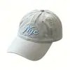 Novo Boné de Baseball Bordado com Letras Retrô para Mulheres, Versátil para Primavera e Verão, Chapéu com Aba de Jeans Lavado Proteção Solar Que Faz o Rosto Parecer Menor