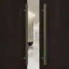 Manípulo de Porta de Vidro com Moldura Estilo Chinês Novo Minimalista Moderno Luxo Leve Cobre Antigo Porta de Madeira Maciça Tubo Quadrado Cabo Longo