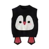 Nuevo chaleco de punto sin mangas 2026 nuevo estilo para bebés y niños pequeños, elegante y lindo chaleco de punto de pingüino para otoño e invierno
