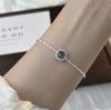 Pulsera de aguamarina natural con costuras de plata de ley S925 para mujer, ligera, de lujo, de alta gama, con diseño de nicho, sencilla.