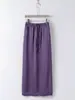 Falda Midi Casual de Acetato Verano 2025 Nueva Cintura Elástica Abertura Recta de Cintura Alta Adelgazante Falda Lápiz Casual