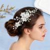 Acessórios de cabelo Hanfu antigos Pente de cabelo Retrato de casamento Headwear de noiva Pente de cristal branco pérola tecida à mão