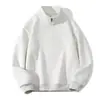 Sudadera de color liso con cuello alto y media cremallera, unisex, casual y moderna, diseño elegante, versátil, top casual de corte holgado