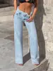 Estação Independente 2026 Primavera/Outono Novas Roupas Femininas Europeias e Americanas Calças de Perna Larga Emagrecedoras Jeans Elegante Não Gruda na Perna Bainha Crua Em Estoque