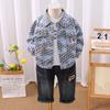 Conjunto de Ropa de Otoño para Niños, Nuevo Elegante Conjunto Coreano de Tres Piezas de Mezclilla con Mangas Largas para Bebés y Niños Pequeños, Disponible para Dropshipping