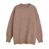 Suéter con Cuello Otoño Invierno 2026 Estilo Nuevo Holgado Retro Estilo Perezoso Color Sólido Suéter de Punto Grueso Suave Suéter de Manga Corta