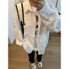 Camisa Masculina com Ombreira de Design de Franjas de Nicho, Malandra, Bonita, de Alta Classe, Neutra, Silhueta Rígida, Outerwear, Tamanho Grande, Camisa da Moda