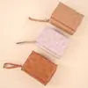 Nueva Moda Coreana Billetera Corta con Cremallera para Mujer Bordada en Forma de Corazón Bolso Clutch Color Sólido Simple Monedero Tarjetero