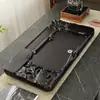 Novo modelo de bandeja de chá de ébano preto, imitação de madeira maciça de uma única peça, mesa de chá kung fu para uso doméstico, nova bandeja de chá com drenagem estilo chinês