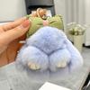 Llavero de conejo rex real con pelo de conejo muerto, accesorios para bolsos, colgadores de piel, colgante de conejo de peluche con lazo al por mayor