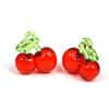 Accesorios de resina para bricolaje, colgante tridimensional de fresa y cereza de color transparente con agujero para llavero, bolso, colgante de joyería