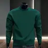 Moletom minimalista de alta qualidade em cor sólida para homens, novo estilo outono e inverno, gola redonda, caimento justo, manga longa, top básico moderno e versátil