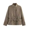 Ropa Europea y Americana Transfronteriza para Mujer AliExpress Venta Caliente Moda Cuatro Colores Cuello Alto con Cinturón Chaqueta Abrigo