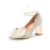 Tacón grueso tacón medio tacones altos zapatos de boda para mujer 2023 Verano nuevos zapatos de cordones de una sola capa zapatos de una sola capa ponibles