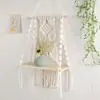 Colgante de Pared Tejido con Cuerda de Algodón Estilo Bohemio Estante de Almacenamiento Tapiz Decorativo Hecho a Mano para Sala de Estar y Dormitorio Almacenamiento Creativo en Pared