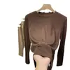 Comercio exterior 7 colores en stock hilo terciopelo cuello redondo camiseta interior T-shirt mujer versátil color liso manga larga ajustada chaqueta interior