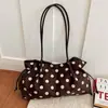 Korean Style Retro Polka Dot Tote Bag Women's Autumn New Casual Large Capacity Suede Single Shoulder Underarm Bag Work Commute Bag