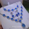 Colgante de calcedonia blanca hielo bañado en plata, collar de clavícula de lujo, pulsera de jade para mujer con ágata en polvo suave.