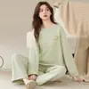 Pijama para Mujer Primavera y Otoño Set de Manga Larga de Algodón Puro 2026 Nuevo Ropa de Casa Casual Simple para Mujer Otoño e Invierno