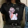 Camiseta Estampada de Moda para Mujer Maycar Harajuku Años 90 Ulzzang Camiseta Negra Casual de Manga Corta