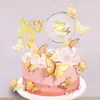 Set Nuevo Transfronterizo de 22 Piezas de Decoraciones de Mariposas para Pastel, Hermosos Inserciones de Mariposas de Papel Moradas y Rosas