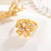 Nuevo Anillo de Diamante con Disco de Flor de Cinco Pétalos Multicolor, Mismo Estilo que la Celebridad de Internet, Lujo Ligero Transfronterizo, Gama Alta, Exquisito, Moderno, para el Día a Día y Versátil