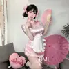 Menina chinesa cheongsam lingerie sexy avental desejo puro traje de empregada duas peças empregada saia retro japonesa saia curta verão