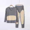 Ropa interior térmica para hombre, sin costuras, forrada de polar, traje grueso con parches, suéter, ropa de otoño, pantalones largos, camisa base elástica