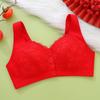 Ropa Interior Roja de Algodón del Año Zodiacal de Zhangyan Chaleco con Botones Frontales Sujetador para Mujeres de Mediana Edad y Mayores Talla Grande Sujetador sin Aros