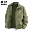 Chaqueta Reversible Otoño e Invierno 2025 Chaqueta de Forro Polar para Hombre con Múltiples Bolsillos Casual Cuello Alto Chaqueta Cortavientos para Exteriores