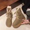 Botas de Nieve de Suela Gruesa para Mujer 2026 Nuevo Llegado de Invierno Acolchado de Felpa Botas de Algodón Gruesas para el Noreste con Cordones de Media Pantorrilla Uso Bidireccional Botas de Algodón con Piel