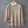 Baicai Rong Suéter Nuevo de Lana Pura Otoño/Invierno para Hombre Cuello Redondo Jersey Capa Base de Punto Simple Casual de Lujo Ligero para Negocios