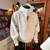 Sudadera Blanca Gris con Media Cremallera y Cuello Alto para Hombre Otoño Americana Gruesa Rígida Sudadera con Capucha Estructura Cleanfit Chaqueta