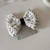 Pente de Cabelo com Laço de Bolinhas Estilo Coreano, Presilha de Cabelo de Princesa Exquisita e Doce, Clipes para Franja Frescos, Presilha Fofa