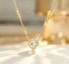 Colar Pingente Gota Zircônia Roxa Banhado a Ouro Cobre Design de Nicho de Luxo Leve Estilo Francês Transfronteiriço para Mulheres Corrente de Aço Titânio Corrente de Clavícula