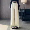 Pantalones casuales de punto ancho de pierna recta para mujer, estilo adelgazante de cintura alta, suaves y con caída, nuevos para otoño e invierno 2026
