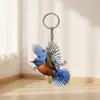 Llavero acrílico de pájaro azul simulado, imán para refrigerador, colgante para mochila con forma de pájaro, decoración para mochila escolar de estudiante, transfronterizo