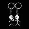 Pingente Criativo Transfronteiriço para Casal em Formato de Coração Stickman Aço Inoxidável Chaveiro Homem Palito Personalizado Atacado