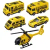 Camión de Bomberos y Avión Set de 5 Piezas Ambulancia/Coche de Policía/Vehículo de Ingeniería/Vehículo Militar Serie Decoración para Pastel de Hornear Modelo de Coche